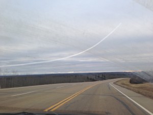Driving in Alberta - broken windshield. 
